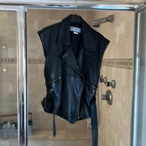 Sienna Studio black leather biker vest